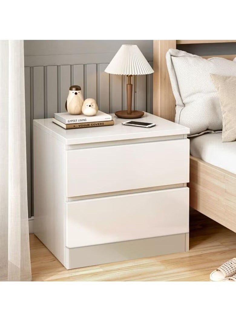 شو وو طاولة جانبية بسيطة لغرفة النوم، طاولة جانبية ريفية، طاولة جانبية بسيطة مع درجين للتخزين، طاولة قهوة بجانب السرير وطاولة جانبية مع درج - Image 1