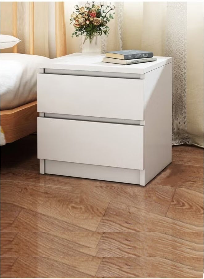 شو وو طاولة جانبية بسيطة لغرفة النوم، طاولة جانبية ريفية، طاولة جانبية بسيطة مع درجين للتخزين، طاولة قهوة بجانب السرير وطاولة جانبية مع درج - Image 4