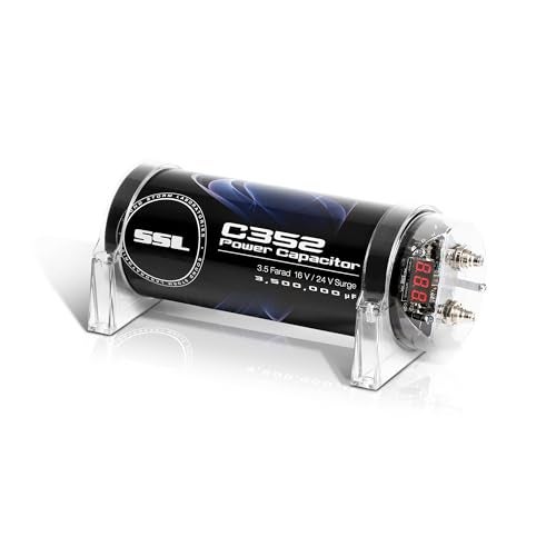 Sound Storm Laboratories C352 Car Audio Capacitor – 3.5 Farad, Energy Storage, Enhance Bass from Stereo, for Amplifier and Subwoofer, Warning Tones, LED Voltage Meter - Image 1