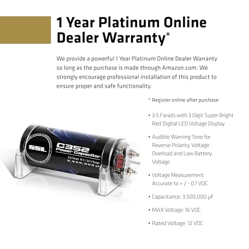 Sound Storm Laboratories C352 Car Audio Capacitor – 3.5 Farad, Energy Storage, Enhance Bass from Stereo, for Amplifier and Subwoofer, Warning Tones, LED Voltage Meter - Image 3