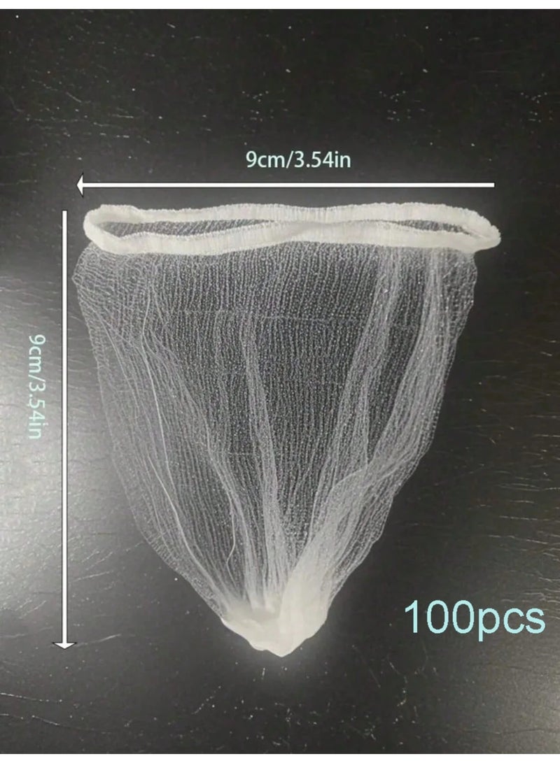 فاصولا فلتر حوض المطبخ، 100 قطعة مصفاة المجلى، كيس شبكي بوليستر عالي المرونة، واقي التصريف ذو شبكة ناعمة لبقايا الطعام، مصفاة مجلى للاستخدام مرة واحدة وفلتر تصريف المجاري للمطابخ السعودية الحديثة ومغاسل الحمامات (أبيض) - Image 2