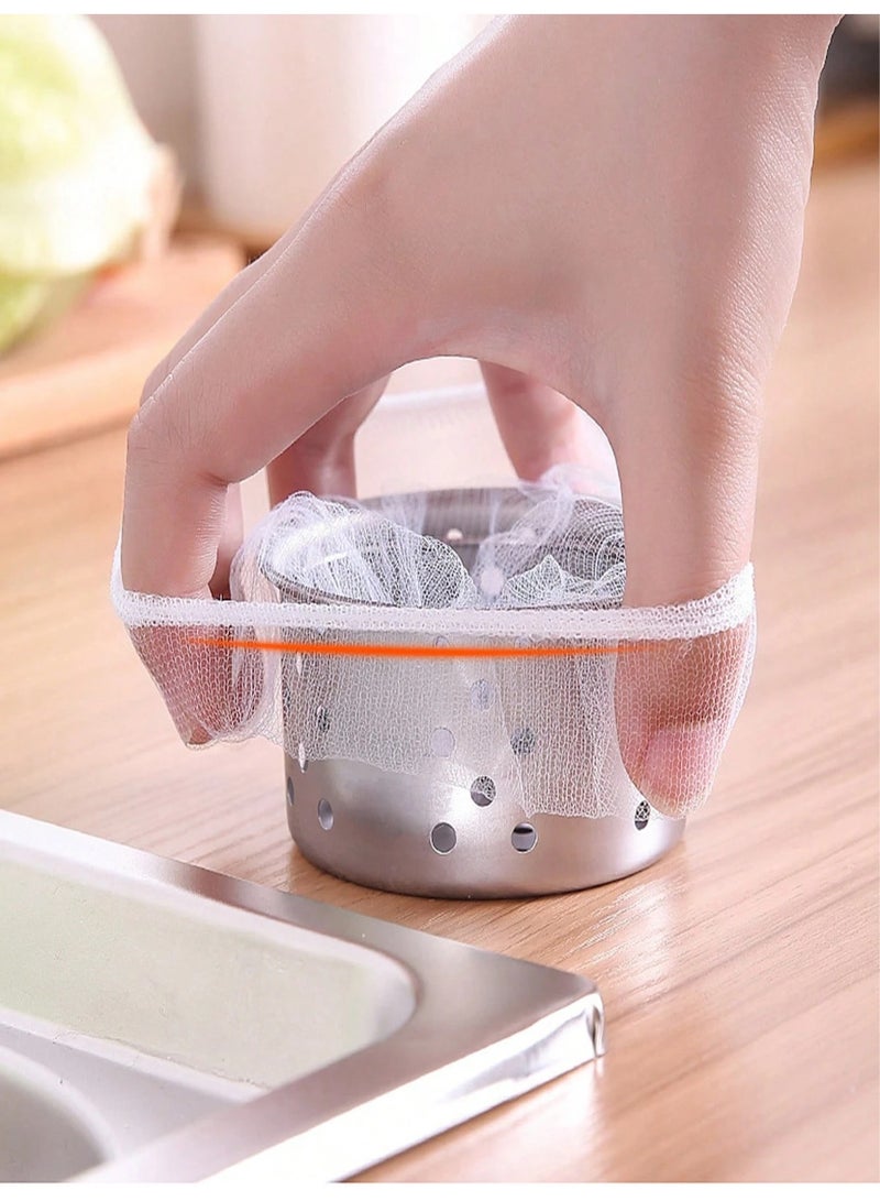 فاصولا فلتر حوض المطبخ، 100 قطعة مصفاة المجلى، كيس شبكي بوليستر عالي المرونة، واقي التصريف ذو شبكة ناعمة لبقايا الطعام، مصفاة مجلى للاستخدام مرة واحدة وفلتر تصريف المجاري للمطابخ السعودية الحديثة ومغاسل الحمامات (أبيض) - Image 4