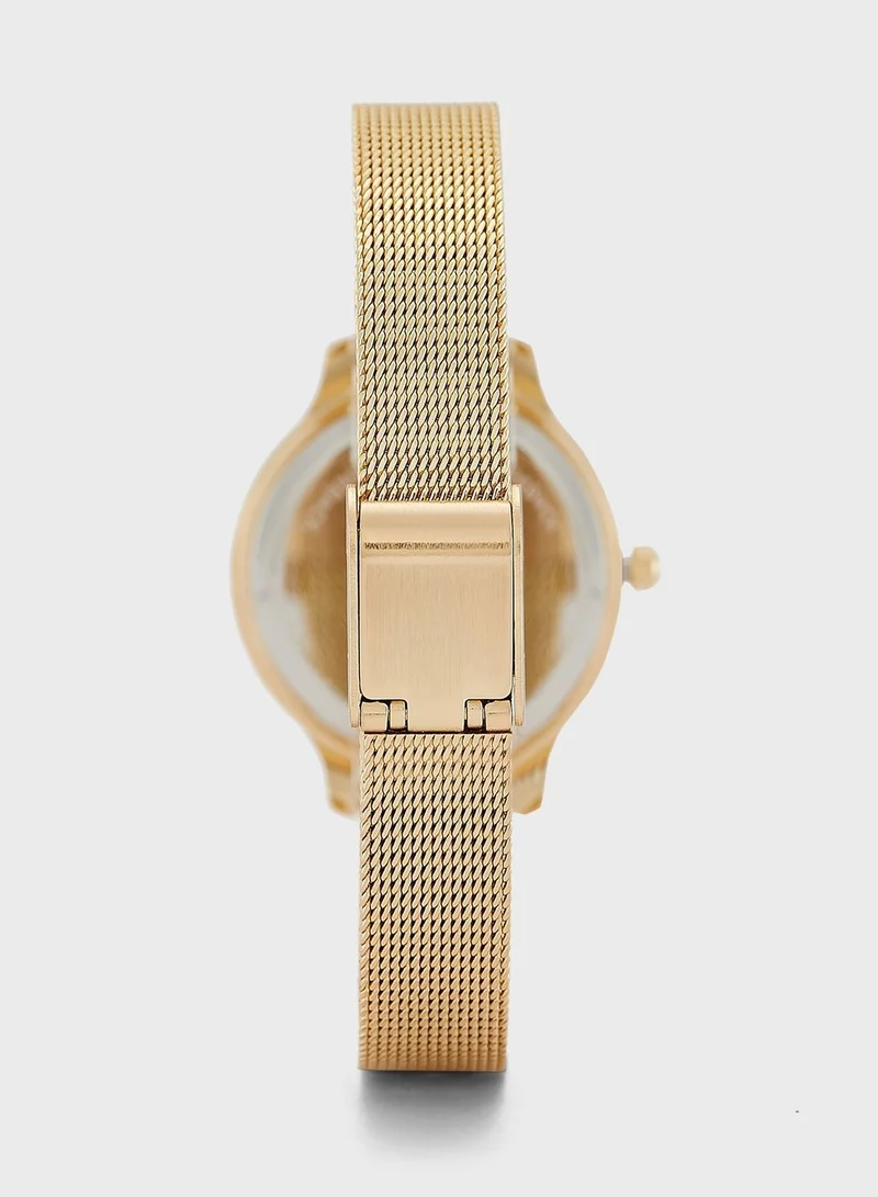 ELLA Stone Set Slim Mesh Strap Watch