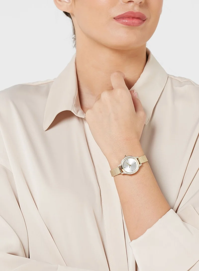 ELLA Stone Set Slim Mesh Strap Watch