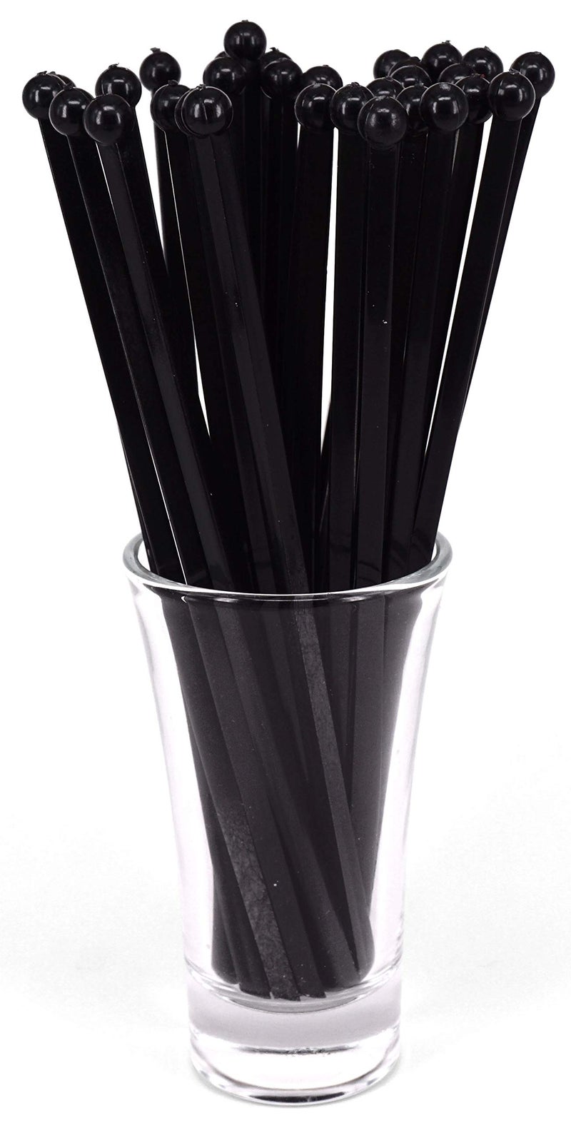 Gmark 6 Inch Plastic Round Top Swizzle Sticks 100 ct Black Ball Head Stirrer 100 Pack GM1003G