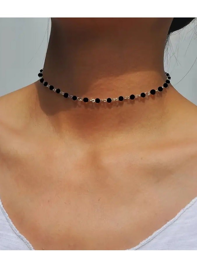 Goolsky 1pc Black Handmade Chain High-end Versatile and Fashionable Short Necklace - Image 4