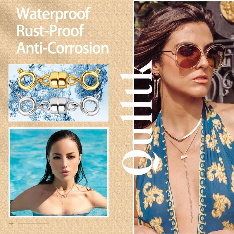 Qulltk Double Magnetic Necklace Clasps and Closures 14K Gold and Silver Bracelet Extender Jewelry Clasps Converters for DIY Jewelry Making - Image 5