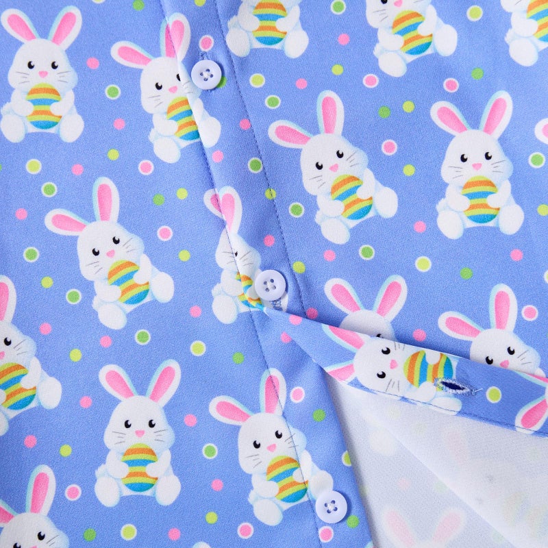 RAISEVERN Boys Button Down Shirt Easter Bunny Festival Hawaiian Short Sleeve Egg Casual Button Up for School Party Holiday Beach 5-6T - Image 5