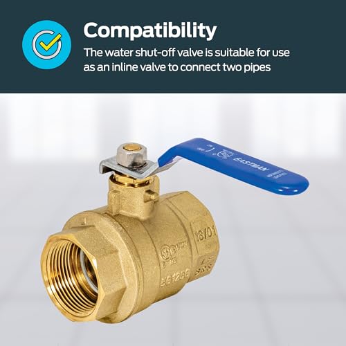 Eastman 1-1/4 Inch IPS Heavy Duty Full Port Ball Valve, Brass Plumbing Fitting, 20051LF - Image 3