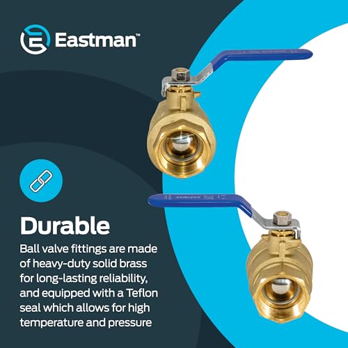 Eastman 1-1/4 Inch IPS Heavy Duty Full Port Ball Valve, Brass Plumbing Fitting, 20051LF - Image 4