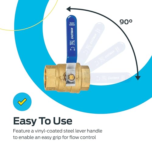 Eastman 1-1/4 Inch IPS Heavy Duty Full Port Ball Valve, Brass Plumbing Fitting, 20051LF - Image 5