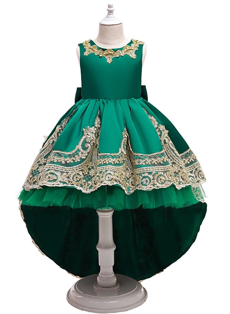 Loquat Sleeveless lace and embroidery train princess dress  - Image 1