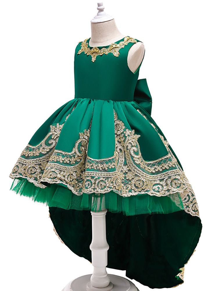 Loquat Sleeveless lace and embroidery train princess dress  - Image 2