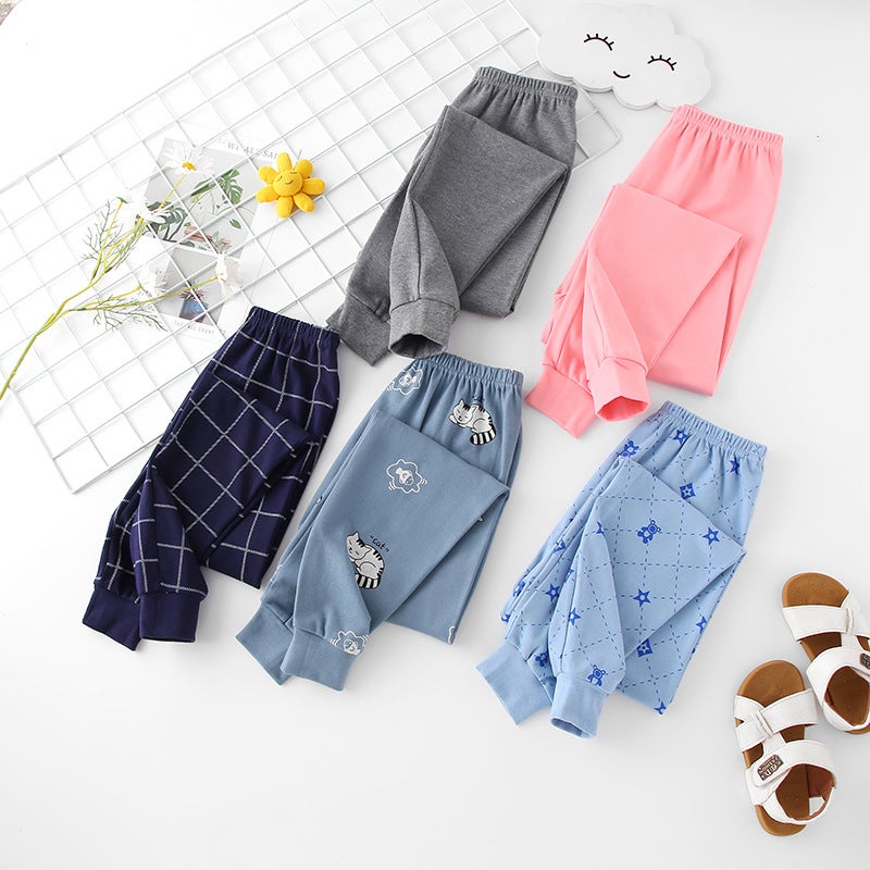 Boys' And Girls' Autumn Cotton Thermal Pants, Plus Size Thin Cotton Leggings, Pajama Pants - Image 5