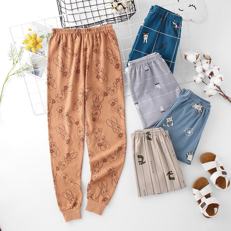 Boys' And Girls' Autumn Cotton Thermal Pants, Plus Size Thin Cotton Leggings, Pajama Pants - Image 4