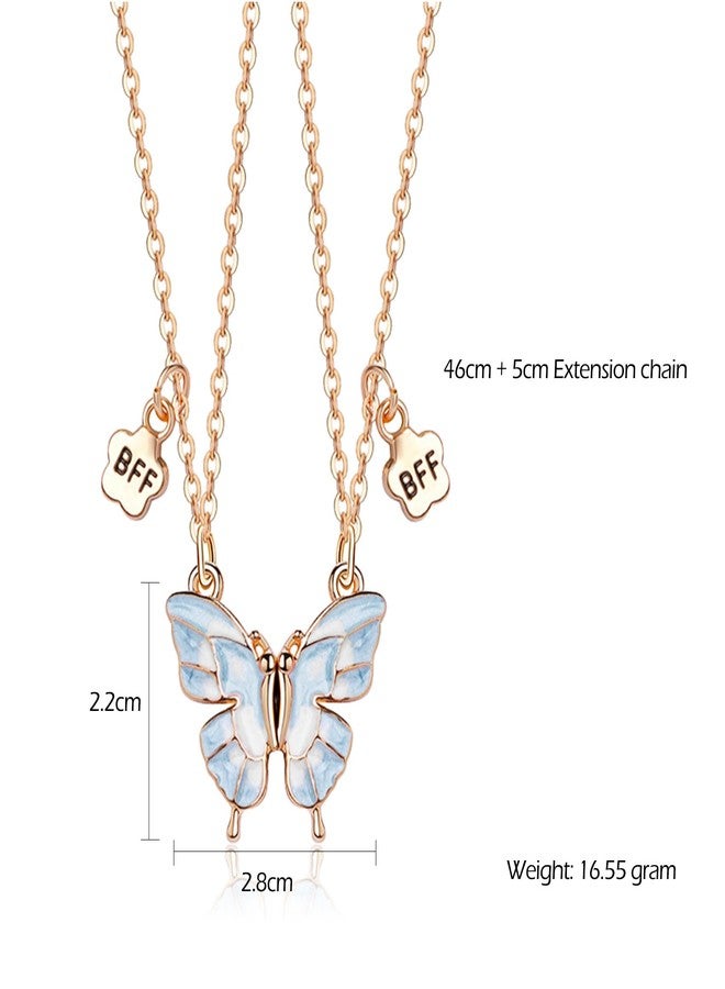 CERSLIMO Best Friend Necklace - Bff Necklace for 2 Girls, Matching Friendship Gifts | Cute Butterfly Magnetic Pendant Necklaces, Best Friend Necklace Gifts for Kids Jewellery Birthday Christmas Gifts - Image 2