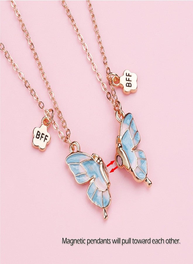 CERSLIMO Best Friend Necklace - Bff Necklace for 2 Girls, Matching Friendship Gifts | Cute Butterfly Magnetic Pendant Necklaces, Best Friend Necklace Gifts for Kids Jewellery Birthday Christmas Gifts - Image 3