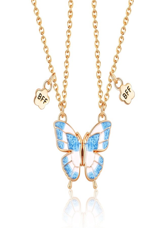 CERSLIMO Best Friend Necklace - Bff Necklace for 2 Girls, Matching Friendship Gifts | Cute Butterfly Magnetic Pendant Necklaces, Best Friend Necklace Gifts for Kids Jewellery Birthday Christmas Gifts - Image 1