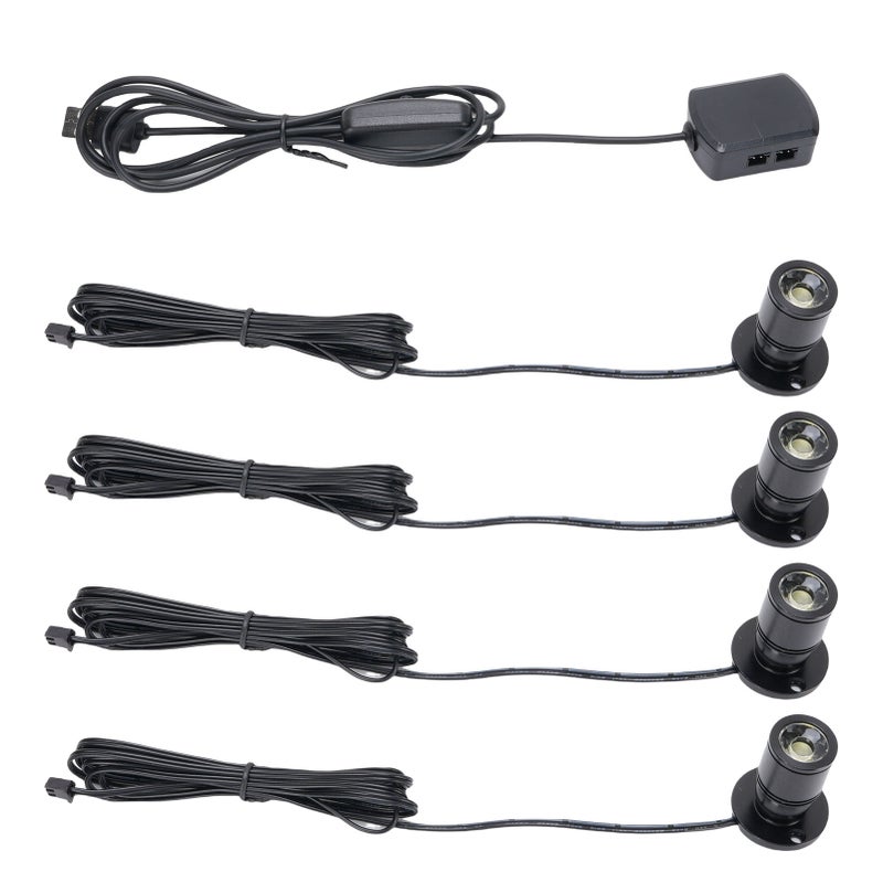 4PCS Mini Spotlight 90LM USB 360 Degree Rotating Indoor Spot Light Accent Light for Showcase Jewelry Cabinet Porch - Image 3