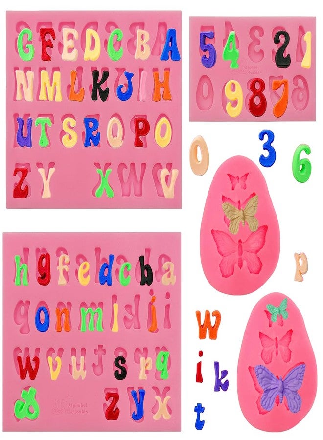 lyfLux 5 Pcs Silicone Fondant Molds, Letters Numbers and Butterfly Molds for Chocolate Fondant Baking Desserts and Cake Decoration - Image 1