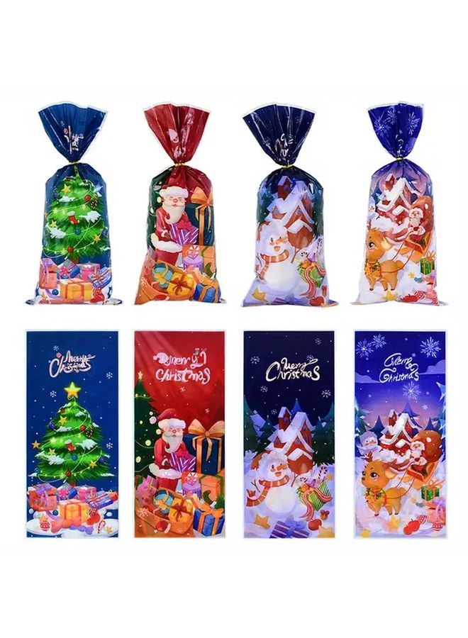 50 قطعة من أكياس حلوى عيد الميلاد مع أربطة بلاستيكية متعددة الألوان، أكياس حلوى سانتا و رجل الثلج، الموديل A01 - Image 2
