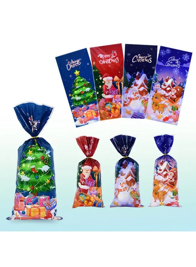 50 قطعة من أكياس حلوى عيد الميلاد مع أربطة بلاستيكية متعددة الألوان، أكياس حلوى سانتا و رجل الثلج، الموديل A01 - Image 3