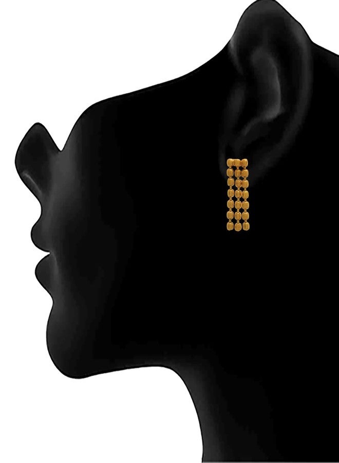 JFL - Jewellery for Less Traditional Ethnic One Gram Gold Plated Bead Long Necklace Set with Earring for Women. - Image 5
