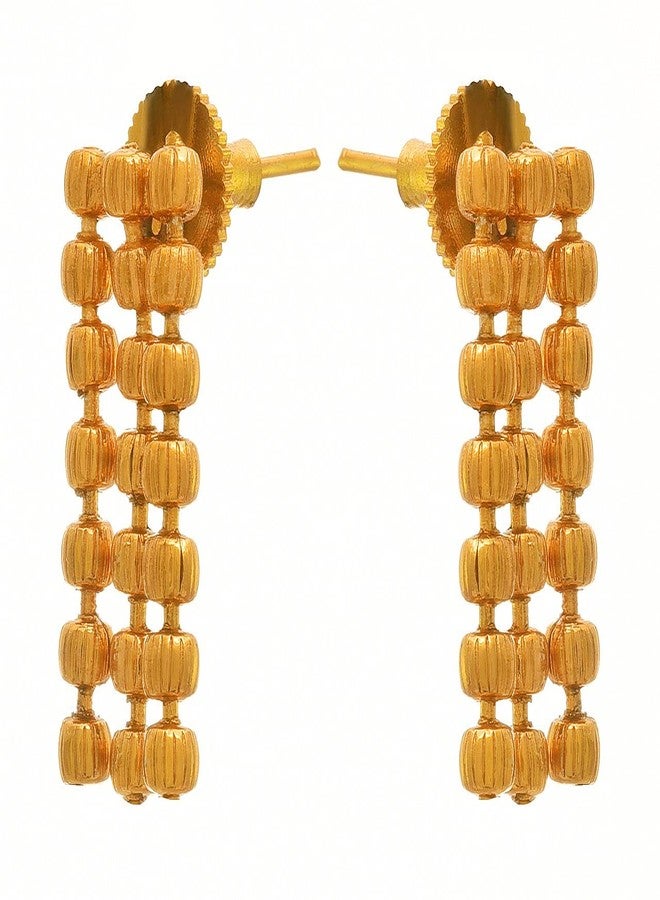 JFL - Jewellery for Less Traditional Ethnic One Gram Gold Plated Bead Long Necklace Set with Earring for Women. - Image 4