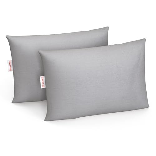 HAUSWAY Pillow Protector Waterproof | Terry Cotton | Pillow Cover with Zip | 200 GSM | Grey - 28x18 Inch | Set of 2 - Image 1
