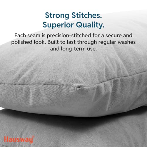 HAUSWAY Pillow Protector Waterproof | Terry Cotton | Pillow Cover with Zip | 200 GSM | Grey - 28x18 Inch | Set of 2 - Image 5