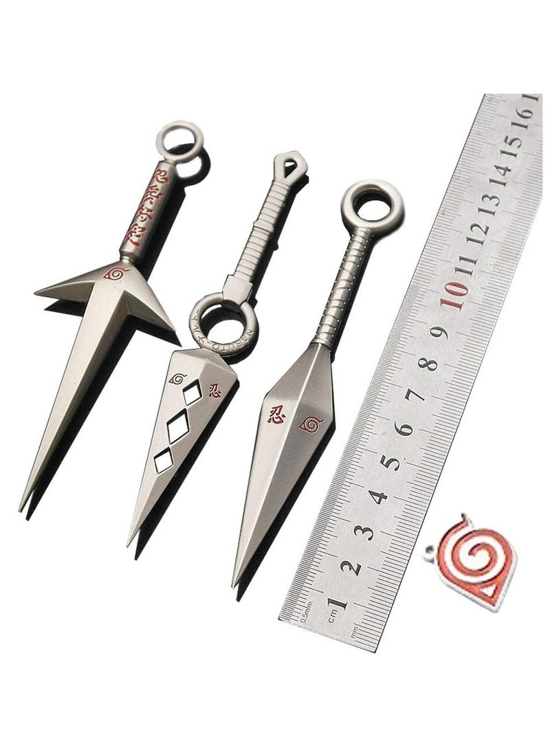 Zikra 7-Piece Naruto Ninja Shuriken Cosplay Kit - Persimmon Metal Knai Props & Accessories for Costume, Includes Necklace and Toy for Anime Fans - Image 2