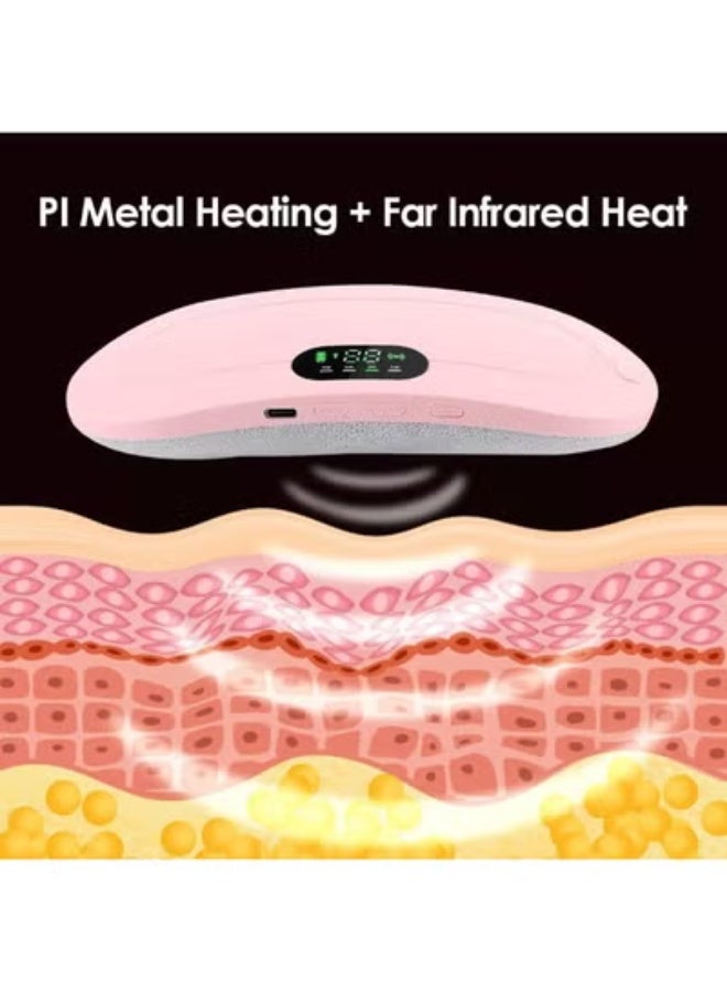 Cordless Rechargeable Menstrual Heating Pad for Period Pain Relief, Waist Belt with 3 Heat Levels & 4 Massage Modes, LED Display - Image 4
