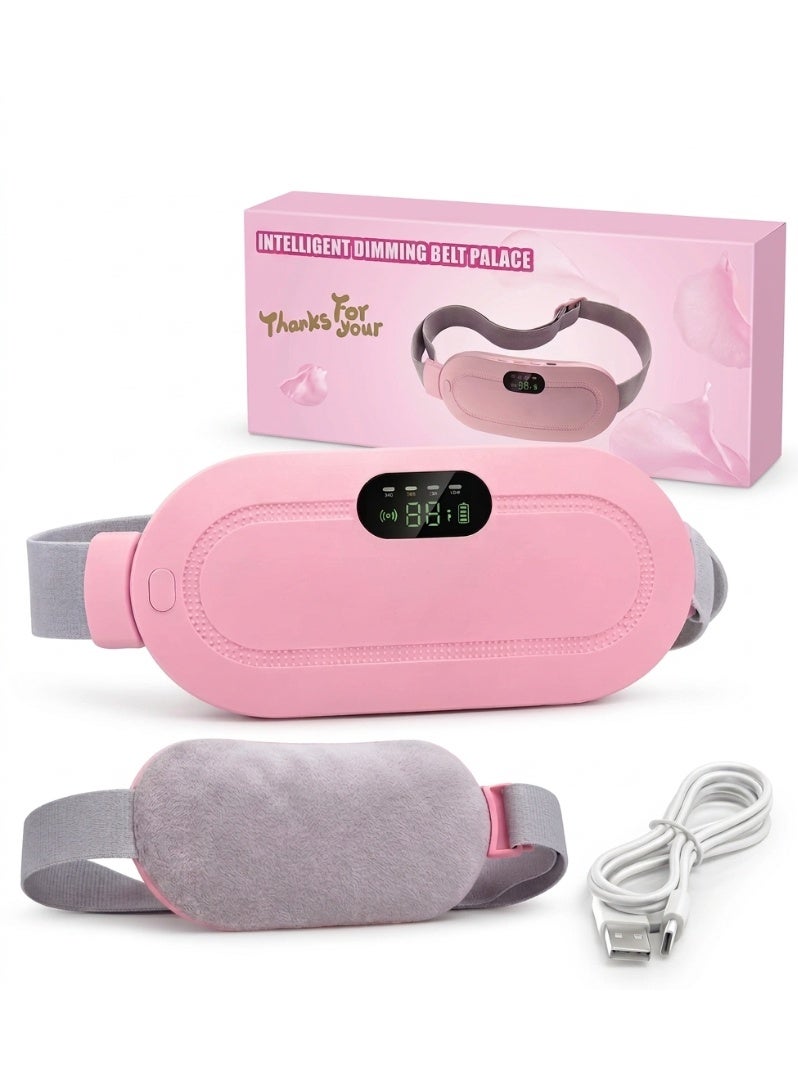 Cordless Rechargeable Menstrual Heating Pad for Period Pain Relief, Waist Belt with 3 Heat Levels & 4 Massage Modes, LED Display - Image 1
