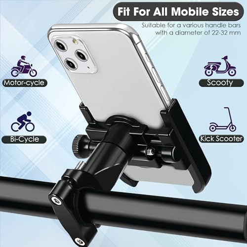 OTO2EYE Mobile Holder for Bikes or Bike Mobile Holder for Maps and GPS Navigation Firm Gripping, Anti Shake and Stable Cradle Clamp 360° Rotation Phone Mount (Black Color) (Handle Bar Fitting) - Image 4