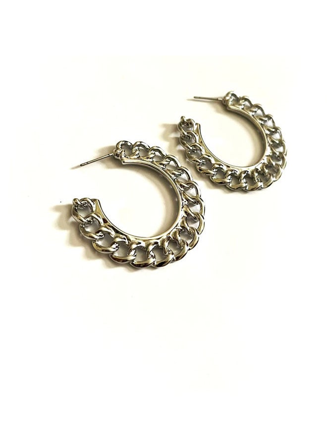Trio Earrings - Silver Chain Earrings - Image 1