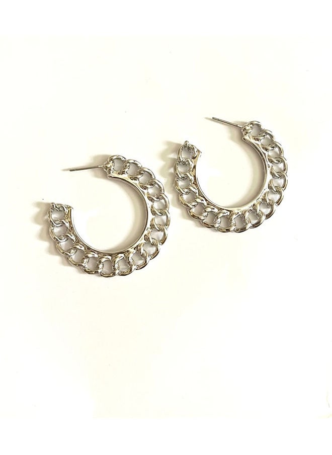 Trio Earrings - Silver Chain Earrings - Image 1