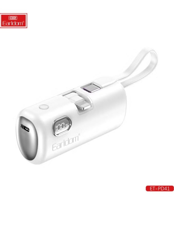 Earldom Pocket Power Bank 5000mAh Fast Charging LED Display 1 Input And 2 Output For Type-c - Image 1