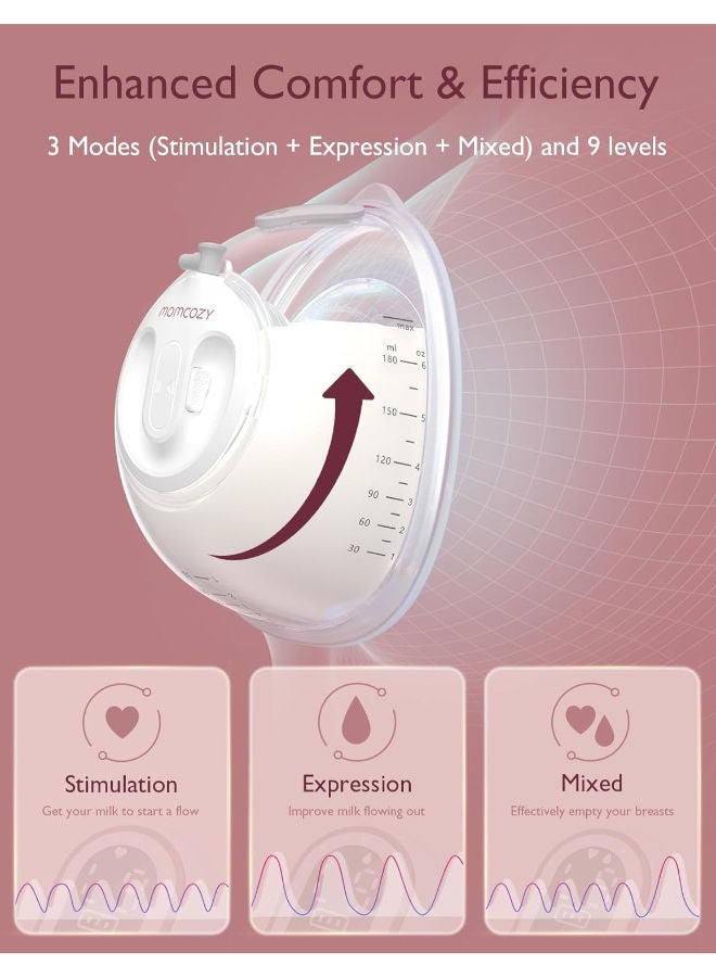 مام كوزي مضخة الثدي Momcozy V2 Ultra Light بدون استخدام اليدين، مضخة محمولة قوية مع 27 مجموعة ضخ، مضخة كهربائية مزدوجة محمولة منخفضة الضوضاء وغير مؤلمة، شفة 17/19/21/24/27 مم - Image 4