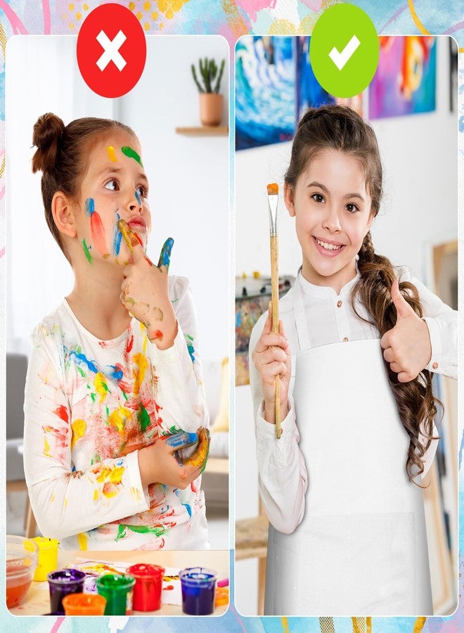 بلولون مجموعة مآزر أطفال من PLULON، 4 قطع، مزودة بجيبين، مآزر رسم للأطفال، مآزر قابلة للتعديل، مآزر طهاة للأطفال من الجنسين، مناسبة للرسم والخبز والطبخ والأعمال اليدوية - لون أبيض - Image 4