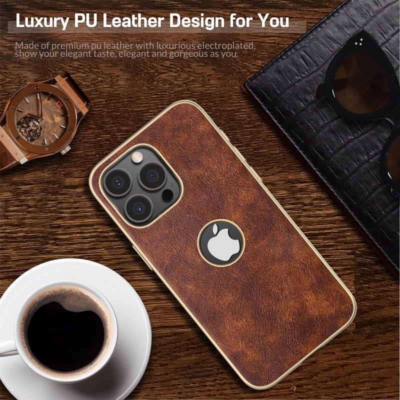 LOHASIC for iPhone 16 Pro Max Case, Vintage Leather Thin Slim Luxury PU Soft Flexible Bumper Non-Slip Grip Anti-Scratch Protective Cover Men Women Phone Cases for iPhone 16 Pro Max 6.9" 2024 - Brown - Image 3