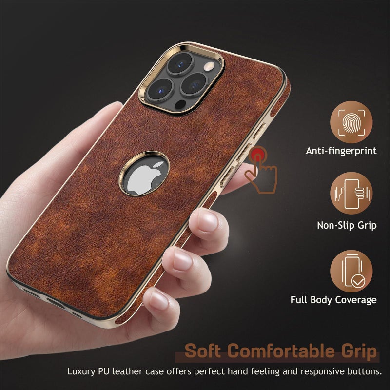 LOHASIC for iPhone 16 Pro Max Case, Vintage Leather Thin Slim Luxury PU Soft Flexible Bumper Non-Slip Grip Anti-Scratch Protective Cover Men Women Phone Cases for iPhone 16 Pro Max 6.9" 2024 - Brown - Image 5