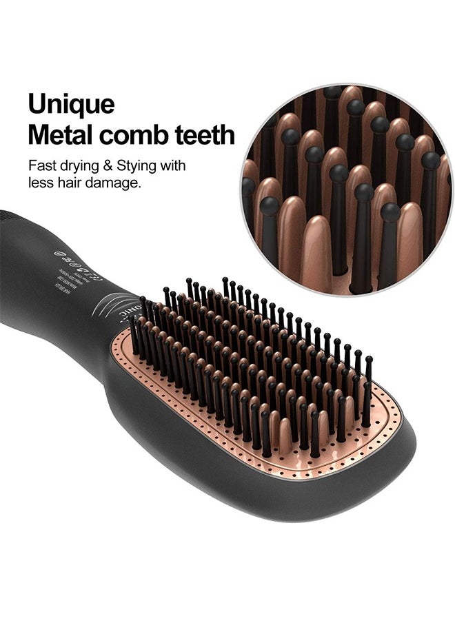 Generic - Hair Dryer Brush Ceramic Dryer And Styler 3 In 1 Professional Black/Beige - Image 1