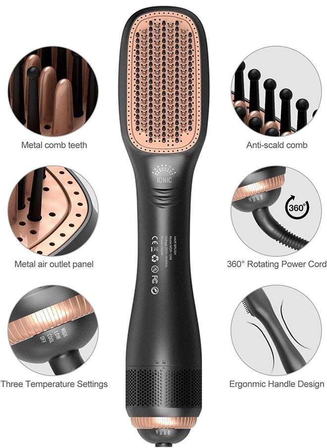 Generic - Hair Dryer Brush Ceramic Dryer And Styler 3 In 1 Professional Black/Beige - Image 1