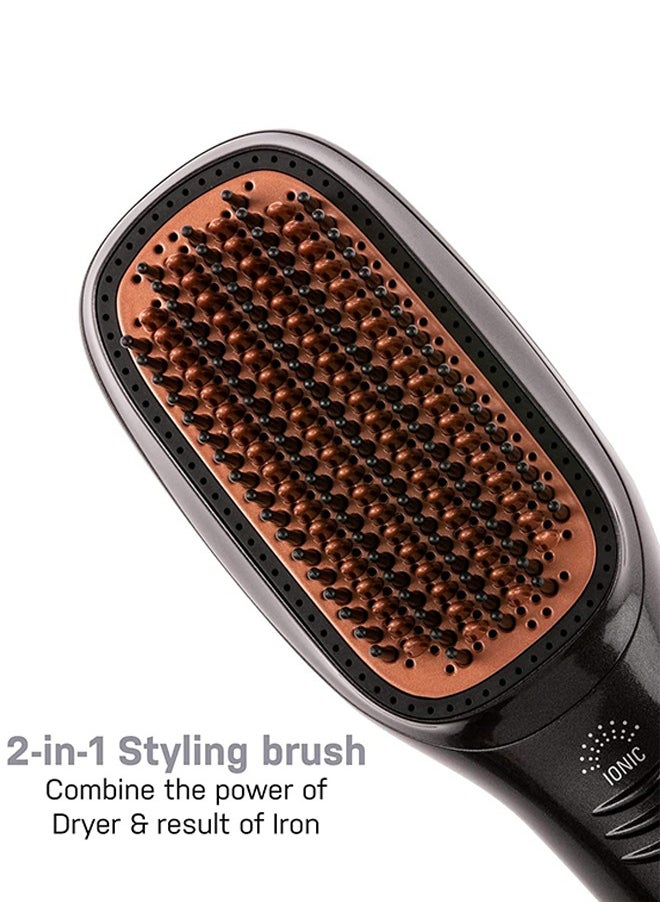 Generic - Hair Dryer Brush Ceramic Dryer And Styler 3 In 1 Professional Black/Beige - Image 1