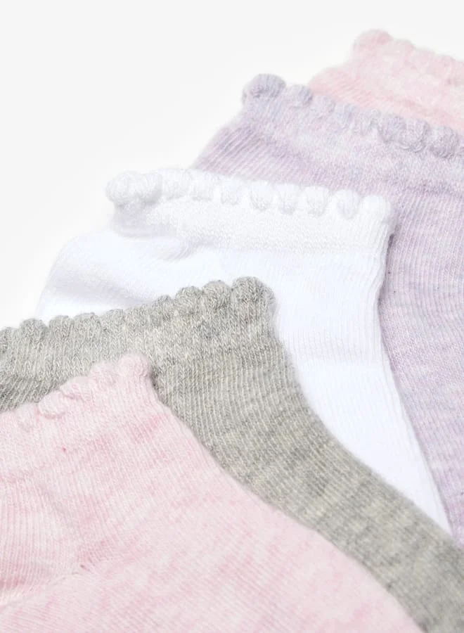 Flora Bella By Shoexpress Girls Textured Ankle Length Socks - Set of 5