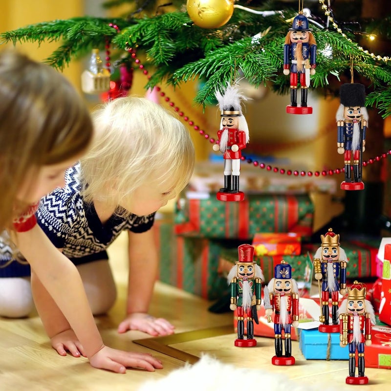 Liliful Christmas Nutcracker Ornament Set 18 Pcs Nutcracker Soldier Christmas Decoration Wooden Hanging Ornaments for Xmas Tree Figure Puppet Toy Present(Classic Style) - Image 4