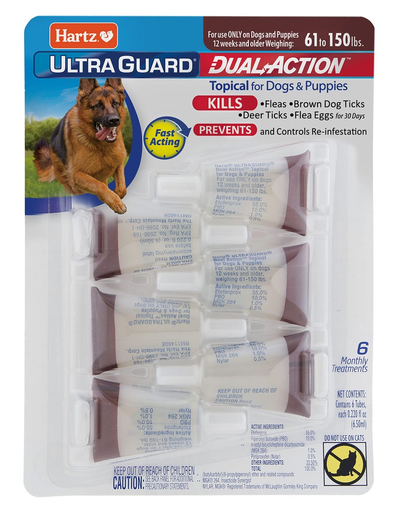 Hartz UltraGuard Dual Action Flea & Tick Topical Dogs & Puppies Treatment & Prevention, 6 Months, 60+ lbs - Image 1