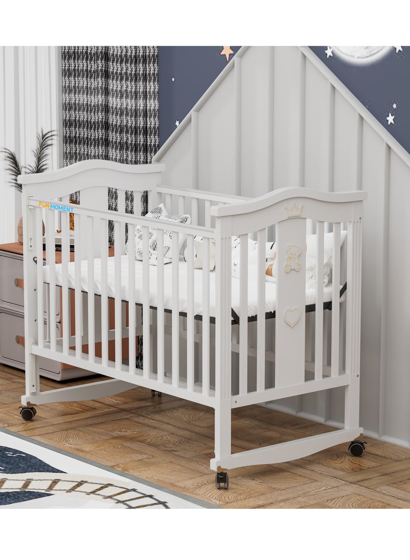 لحظة مرح سرير خشبى للاطفال هزاز  بتصميم مميز و جديد مع كفرات و ناموسية 120× 60سم - Image 1