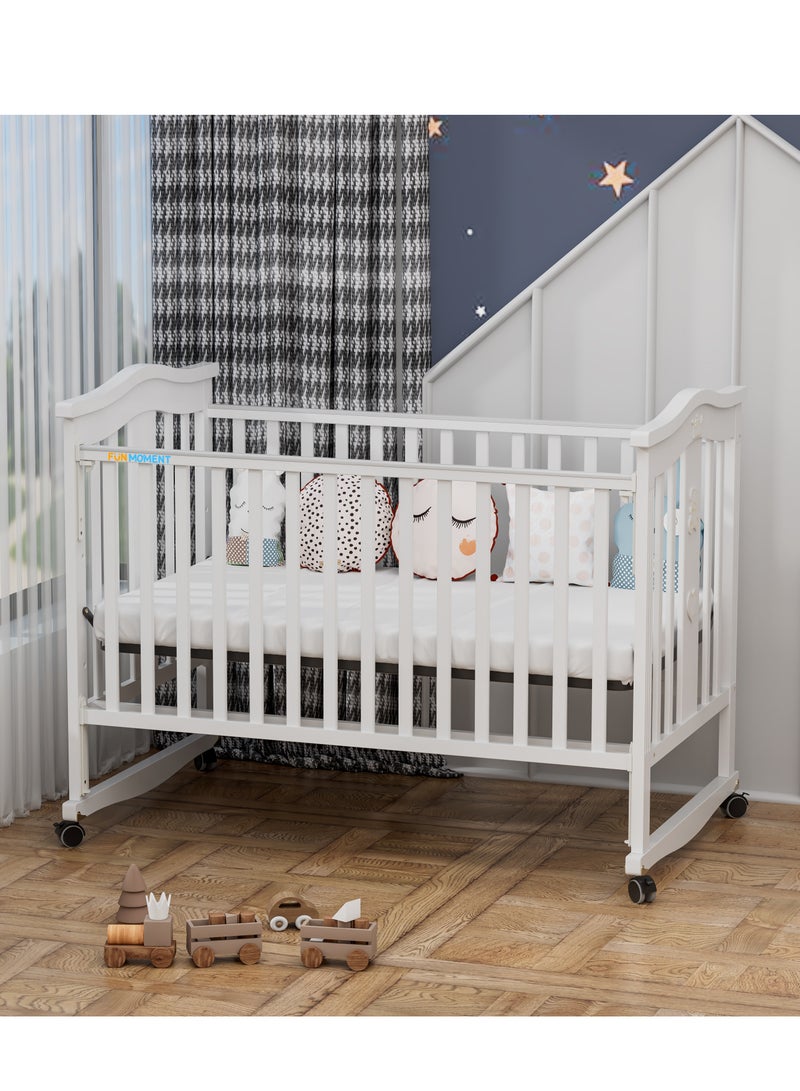 لحظة مرح سرير خشبى للاطفال هزاز  بتصميم مميز و جديد مع كفرات و ناموسية 120× 60سم - Image 2