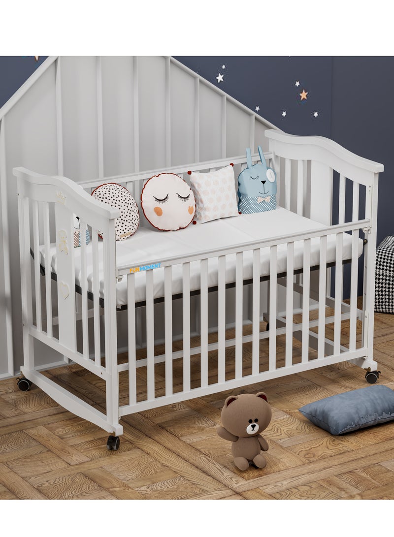 لحظة مرح سرير خشبى للاطفال هزاز  بتصميم مميز و جديد مع كفرات و ناموسية 120× 60سم - Image 4